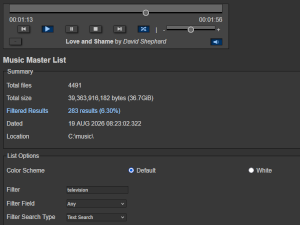 Music Master List Screenshot